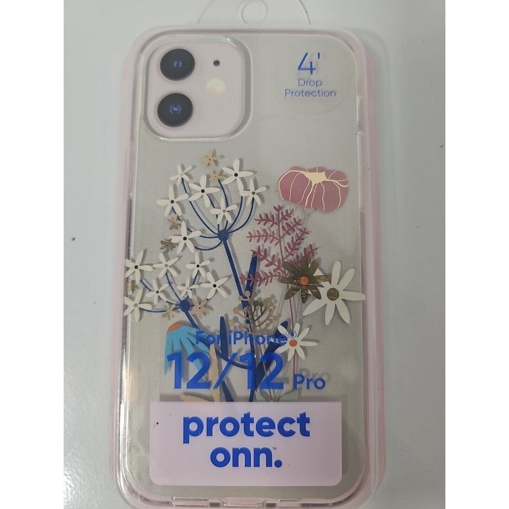 onn. iPhone Phone Case 12 / 12 Pro Durable Gel Floral Print Cellphone‎ Protector